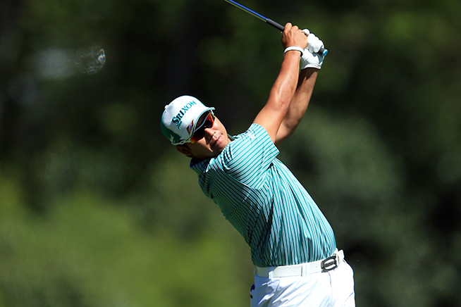 AUGUSTA, GEORGIA - APRIL 07: Hideki Matsuyama of Japan plays his second shot on the fifth hole during the first round of the 2016 Masters Tournament at Augusta National Golf Club on April 7, 2016 in Augusta, Georgia. (Photo by David Cannon/Getty Images)